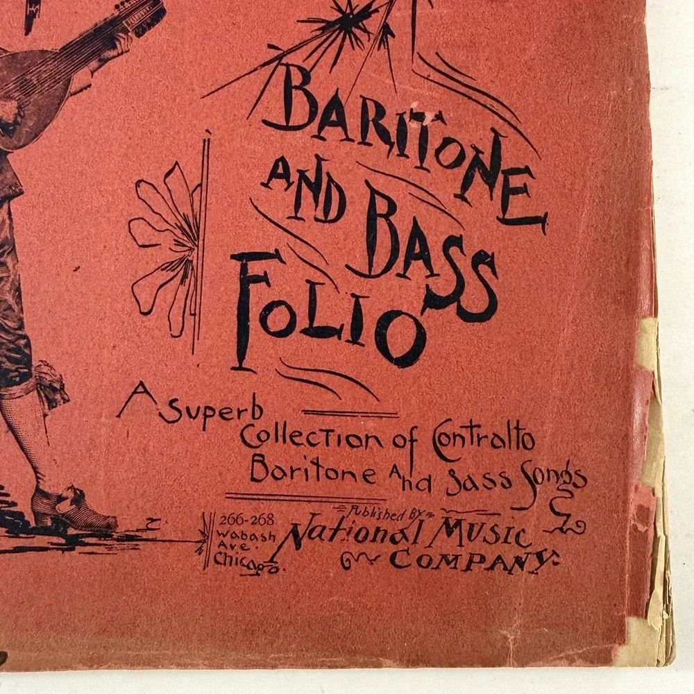 Antique 1892 Excelsior Baritone Bass Folio Sheet Music Book & Song Chicago IL